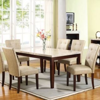 Dining Room on White   Espresso Marble Top Dining Room Table And Chair Set