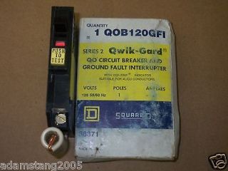   SQUARE D QOB120GFI QOB 1 POLE 20 AMP 120v GF GFI GFCI Circuit Breaker