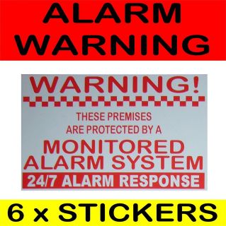 Alarm System Monitored Stickers   Security Signs