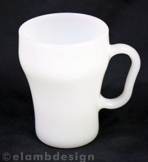 Vintage Fire King White milk glass Coca Cola Style mug coffee cup 