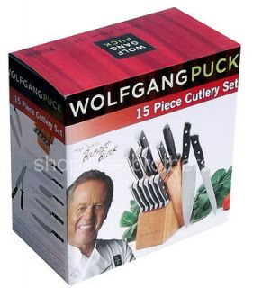 New Kitchen Knives Wolfgang Puck 15 Piece Steel Cutlery Set + Storage 