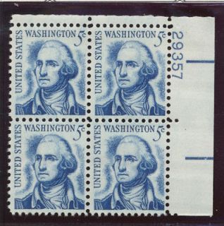   1283B   plate block VFMNH   plate 29357     5 cent George Washington