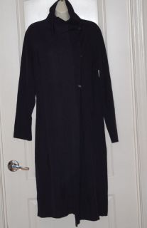 CREA CONCEPT long eggplant dark Purple wool metal clasp Sweater coat 