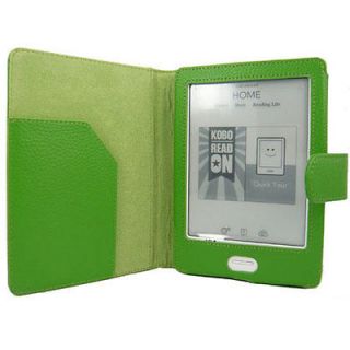 For Kobo Touch eReader Green GENUINE LEATHER Case Cover