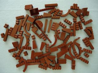 100 LEGO REDDISH BROWN CASTLE PIECES LOT #66 arches panels slopes 