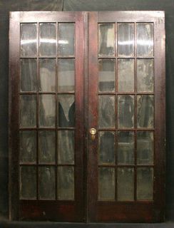 60x 80 Pair Antique French Interior Pine Doors 30 Windows Wavy Glass 