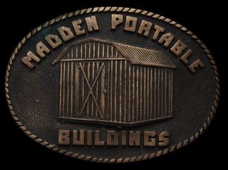 VINTAGE 1970s *MADDEN PORTABLE BUILDINGS* SOLID BRASS BUCKLE   FREE 