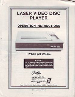 BALLY MIDWAY HITACHI LASER VIDEO DISC PLAYER OPERATION MANUAL 4 VIDEO 