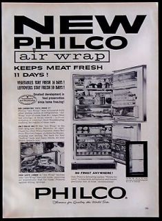 Vintage 1960 Philco Air Wrap Refrigerator Magazine Ad