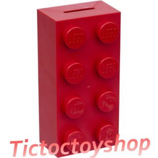   RED 2x4 BRICK DESIGN COIN BANK PIGGY MONEY BOX 853144 HARD PLASTIC NEW