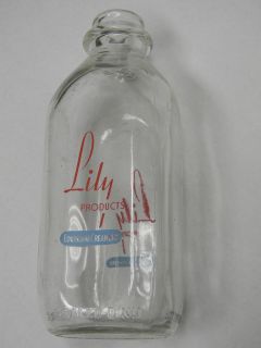 Vintage Lily Products LA Creamery Milk Bottle  Square, 8 1/2 X 3 1/2