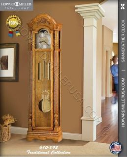 610892 Howard Miller Traditional Grandfather floor clock,Oak Finish 