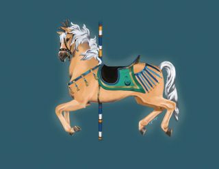 Pharaoh Esumi ~ Haflinger Carousel Horse print 7X10