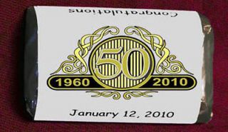 50th Anniversary Golden Miniatures Candy Wrappers Personalized Party 