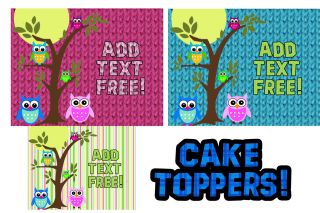 Owls toppers for cake Edible image sugar SHEET topper birthday baby 
