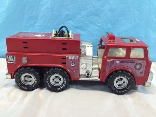 1986 Remco 13 Firetruck Rescue Vehicle Metal w\Hose reel on Top