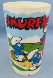 Smurfs Vintage Childs Childrens Plastic Cup 1980 Deka Bright Colors 