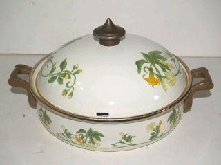 Vintage Asta Heavy German enamelware cookware Honeysuckle Everyday pan 