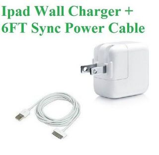 10W USB Wall Charger Power Adapter For iPad iPhone iPod + 6FT Sync 