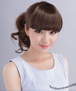 Fashion Girls Clip on Front Neat Bang Fringe Hair Extensions