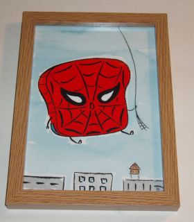 Original Mr Toast as Spiderman Watercolor Drawing by Dan Goodsell 2012