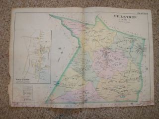 MILLSTONE NAVESINK MANALAPAN NEW JERSEY ANTIQUE MAP NR