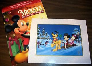 Disney Lithograph Print 1999 Mickey Mouse Minnie Pluto Once Upon 