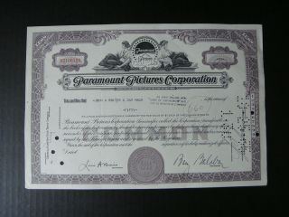 PARAMOUNT PICTURES CORPORATION STOCK CERTIFICATE