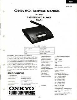Onkyo Original PCS D1 CD/Cassette Player Service Manual.