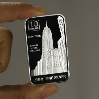 10 Grams .999 Fine Silver Art Bar / NY Empire State Building / SB033