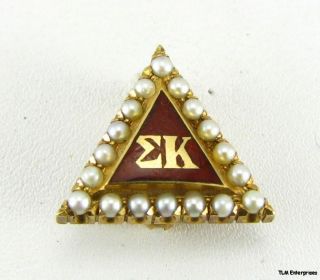 SIGMA KAPPA   10K GOLD Sorority 1924 Pearl Badge PIN