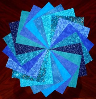 SAPPHIRE BLUE MIST   50 4 quilt/quilting fabric squares blocks