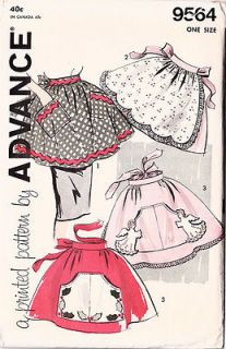 Charming VTG 1950s Tea Aprons Sewing Patterns~4 Styles~All Sweet~No 
