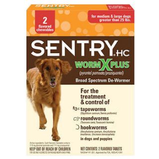 NEW Sentry HC WormX Plus Dewormer (2 Tablets) For MED and LARGE Dogs 
