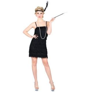 1920S SHOWTIME FLAPPER GIRL   BLACK FANCY DRESS OUTFIT sizes small x 