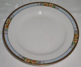 Meakin Sol Gold Rimmed Orange Floral 7 Bread Plate