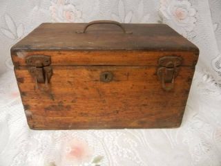 Primitive Antique Hand Made Wooden Box Joint Tool Case