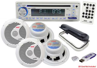 PYLE MARINE STEREO PLMRKIT108 NEW BOAT CD MP3 PLAYERS WITH 4 SPEAKERS 