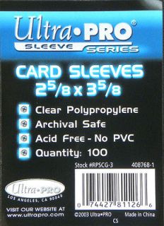 100 Ultra Pro Card Sleeves 25/8 x 3 5/8 Great for Artist Trading Cards 