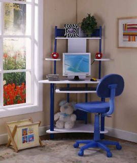 Blue Finish Corner Workstation Kids Childrens Computer Desk ~New~
