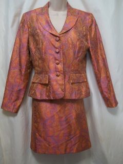 KAY UNGER New York size 6 SKIRT SUIT BROCADE PAISLEY IRREDECENT