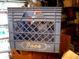vtg blue pace dairy milk crate container plastic 1995