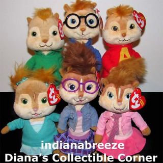 ALVIN,SIMON,THEODORE,BRITTANY,ELEANOR&JEANETTE Set of 6 Ty Beanie Baby 