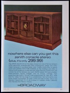 1976 Zenith Console Stereo The Broadway Magazine Ad