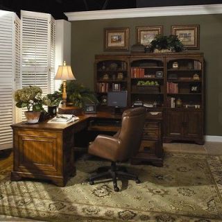 OLD WORLD EXECUTIVE HOME OFFICE L SHAPED DESK FURNITURE