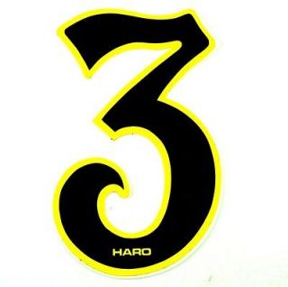 Haro Number 3 BMX Plate Sticker Black/Yellow NOS