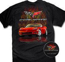2005 2011 Flaming Red C6 Corvette Black T Shirt T Shirt