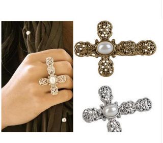 Forever 21 Double Cross Connector Ring Silver Gold