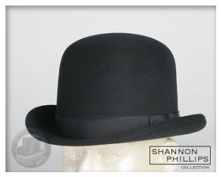   Phillips Wool Felt BLACK TALL DERBY Hat Western Bowler NEW All Sizes