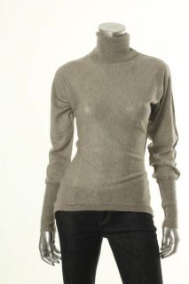 Cris Los Angeles NEW Gray Silk Seamed Asymmetric Turtleneck Sweater M 